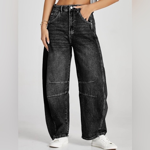 Talulah Wide Leg High Rise Soft Denim Barrel Jeans Pants Elastic Waist size 4-6 - Picture 14 of 14